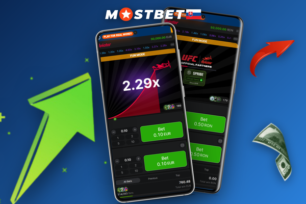 Mobilná aplikácia Mostbet s live zápassmi a hrou Aviator na smartfóne